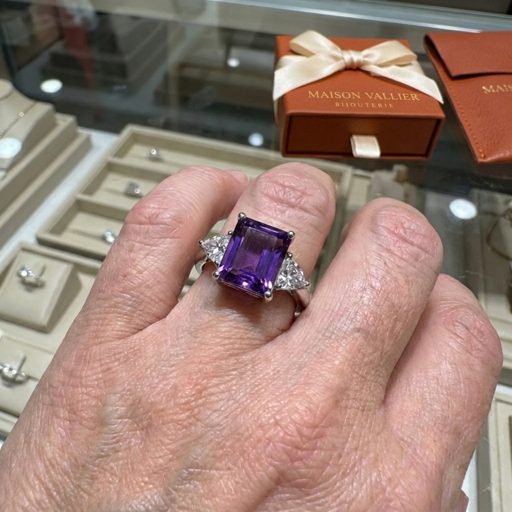 Bague améthyste Trinité | Or blanc