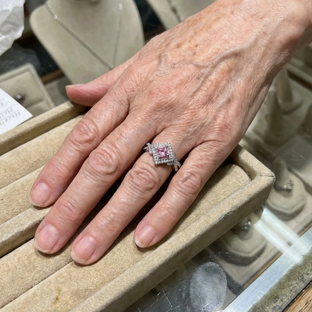 Square Paved Ring | White Gold