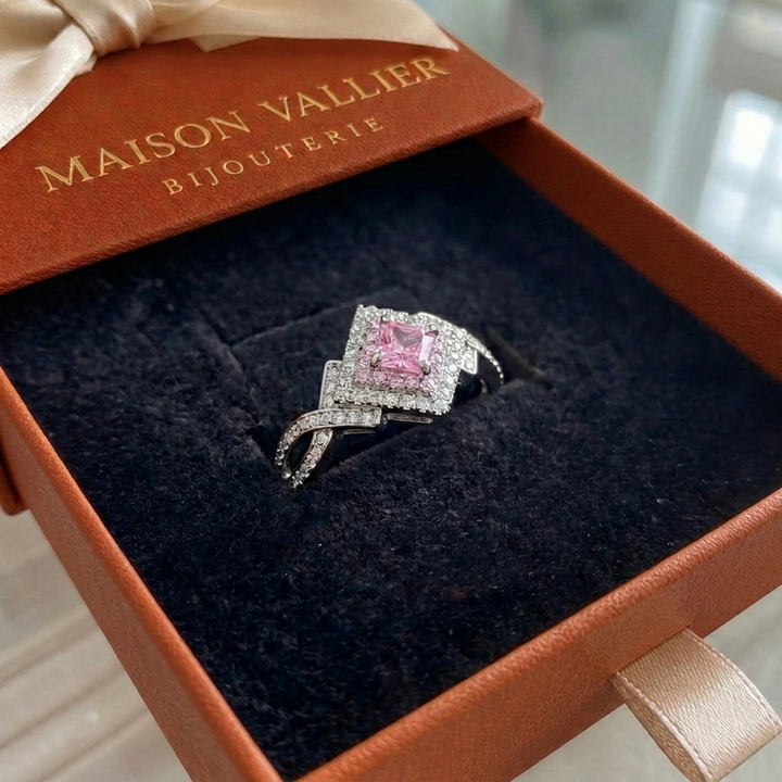 Square Paved Ring | White Gold