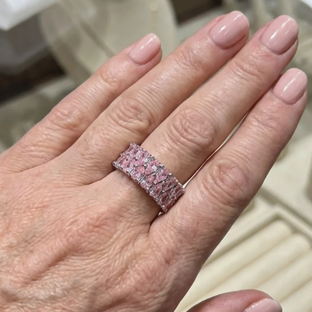 Eternity Ring Cascade of Rosé | White Gold