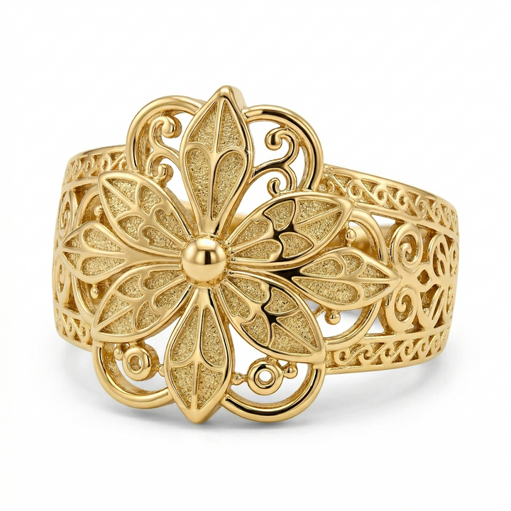 Vintage-inspired flower ring | Gold