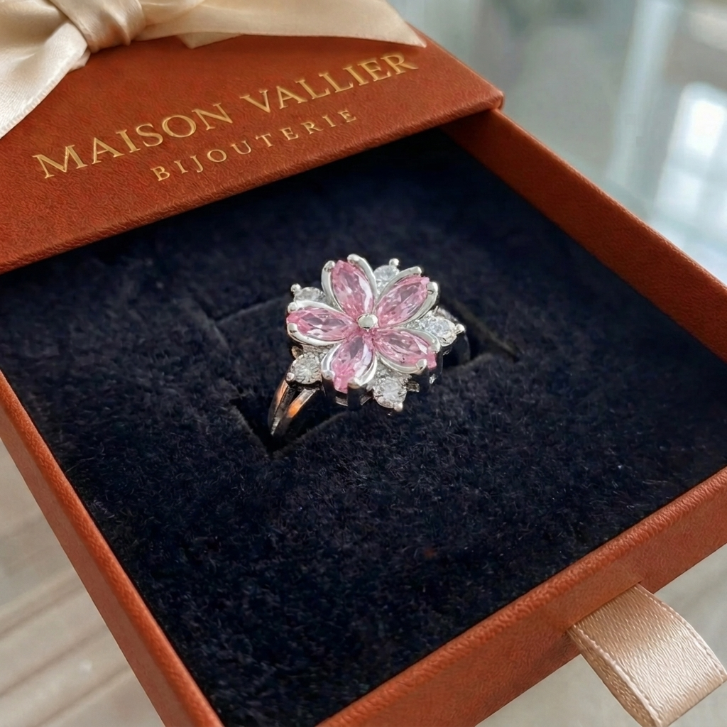 Cherry Blossom Ring | White Gold