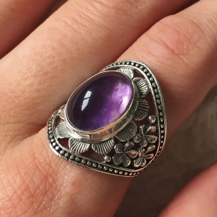 Bague Hyda en Agate &amp; améthyste | Or