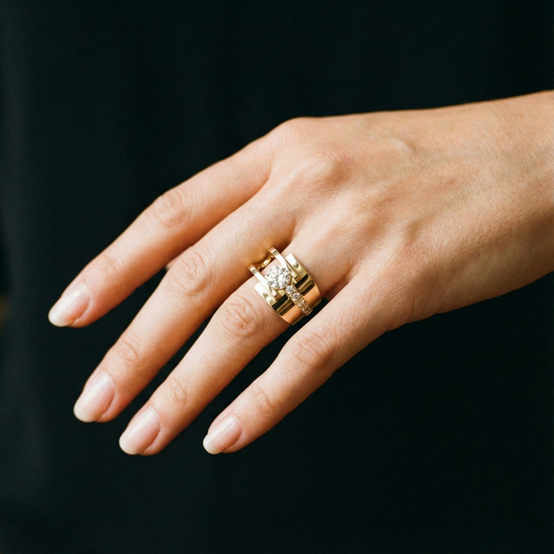 Bague irrégulière rétro à brillants | Or