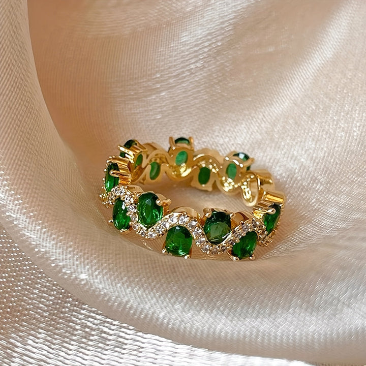 Sparkling Emerald Open Ring Calira | Gold