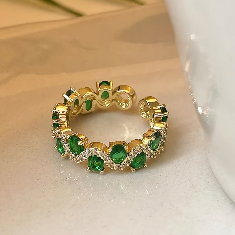 Sparkling Emerald Open Ring Calira | Gold