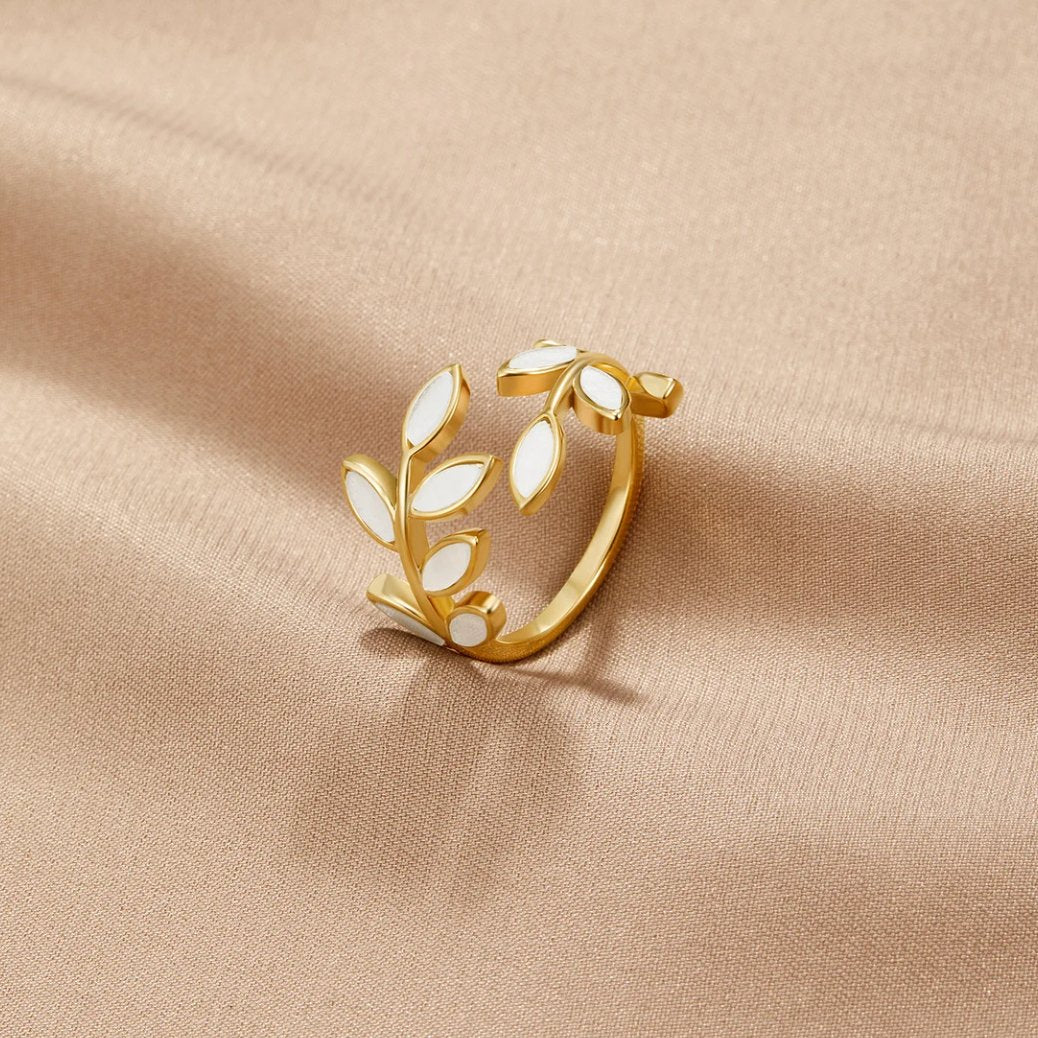Delicate Leaf Open Ring Néraya | Gold