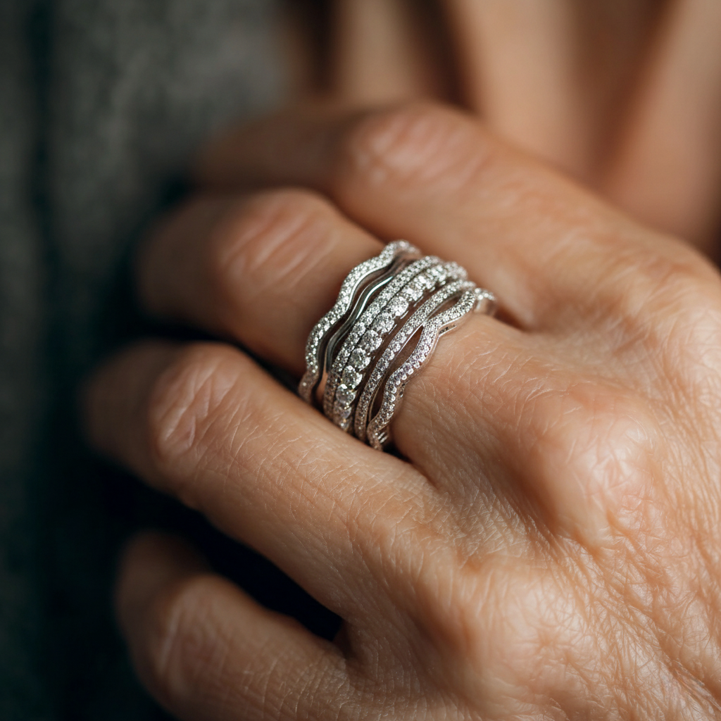 Bague rétro à brillants en couches | Or