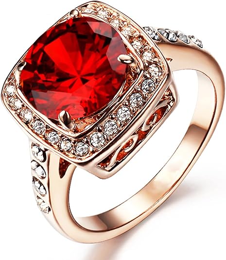 Bague rubis avec couronne | Or rose