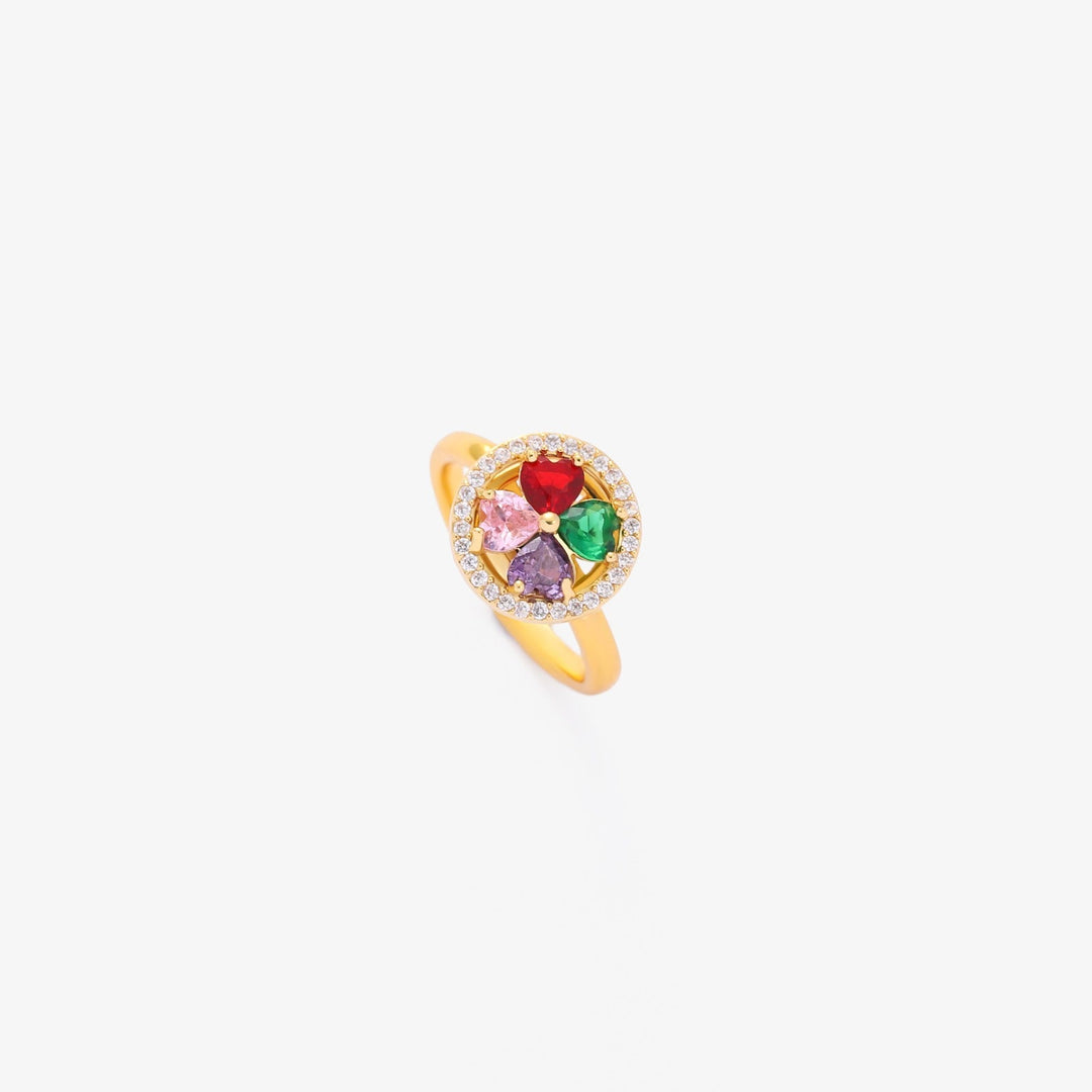 Colourful Heart Wave Tourbillon Ring | Gold