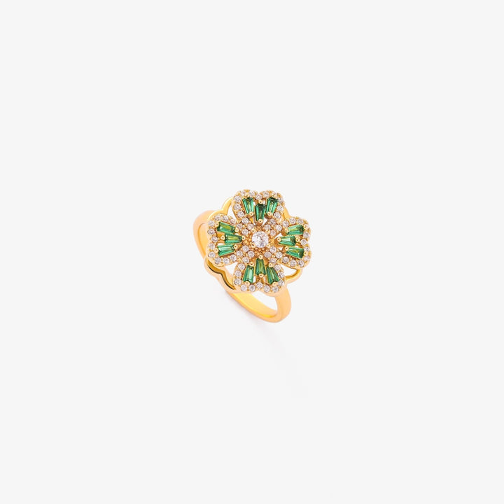 Emerald Clover Spinner Ring | Gold