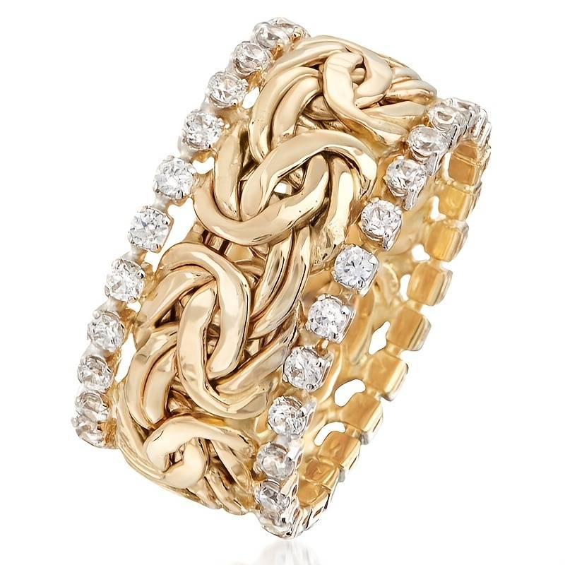 Bague tressée rétro à brillants | Or