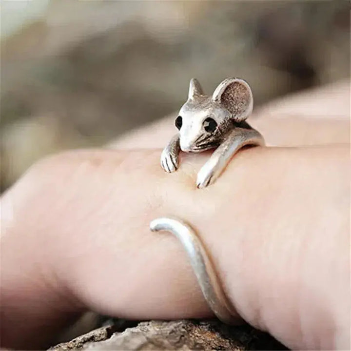 Bague vintage avec Souris | Or blanc