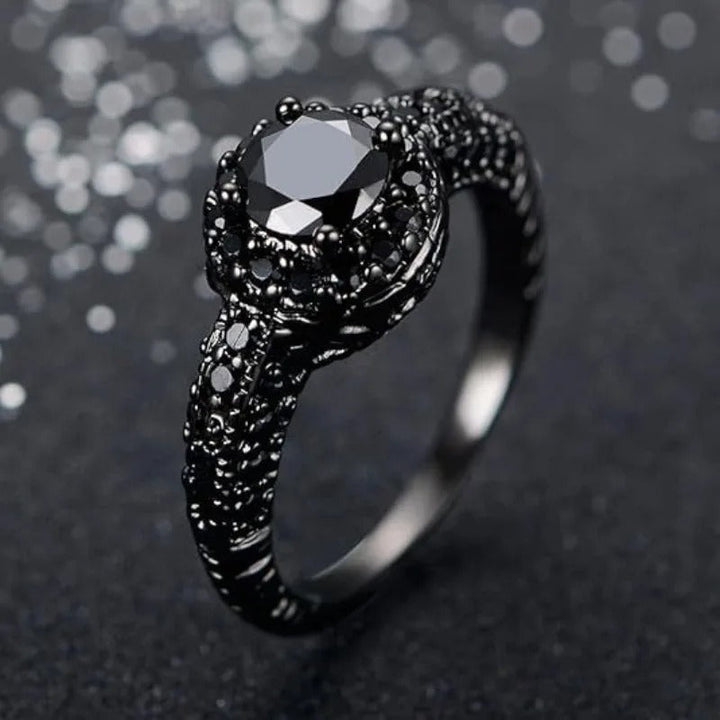 Bague vintage en Cuivre avec pierre noire | Or
