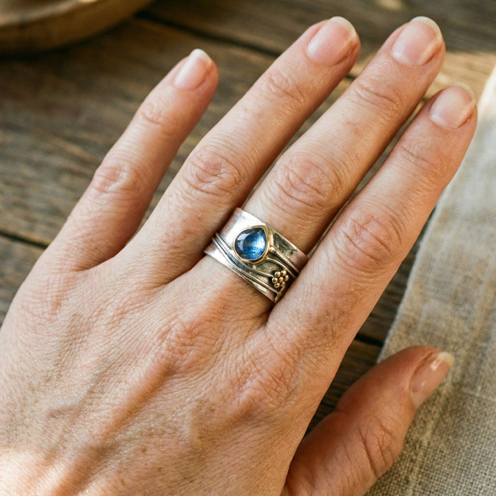 Bague de méditation bohème avec pierre précieuse | Or