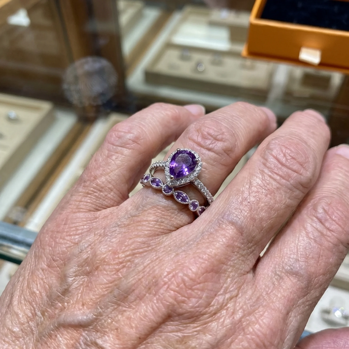 Bague en améthyste goutte d&