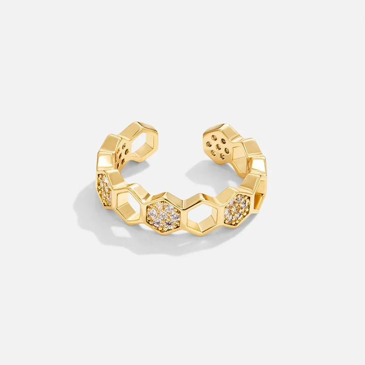 Honeycomb Crystal Ring | Gold