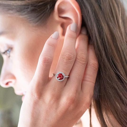 Crimson Sparkle Ruby Promise Ring | White Gold