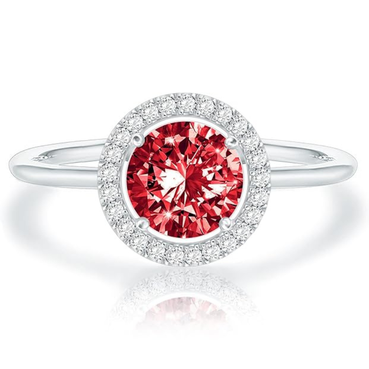 Crimson Sparkle Ruby Promise Ring | White Gold