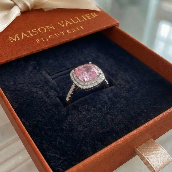 Pink cushion sapphire ring | Rose gold