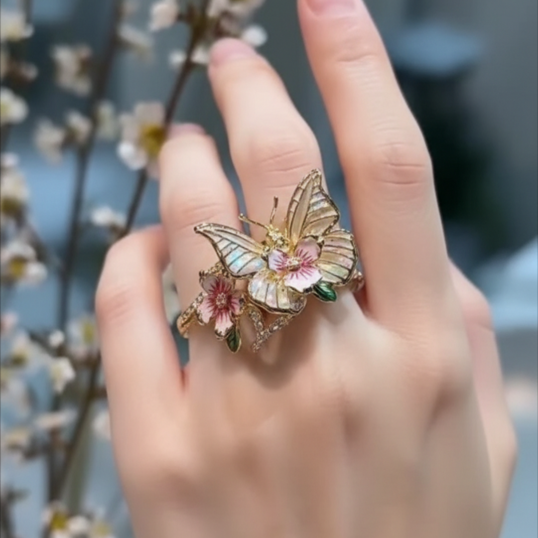 Bague en papillon brillant de la nature à brillants | Or