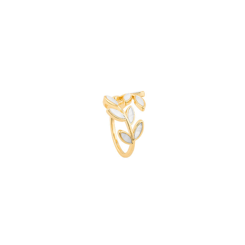 Bague réglable avec opale blanche | Or
