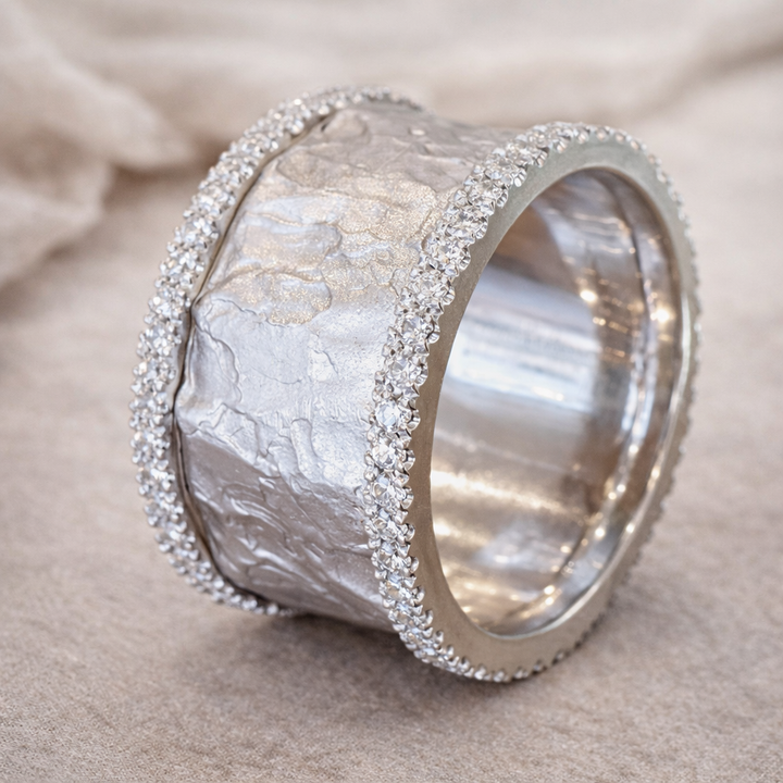 Bague rétro à brillants | Or blanc