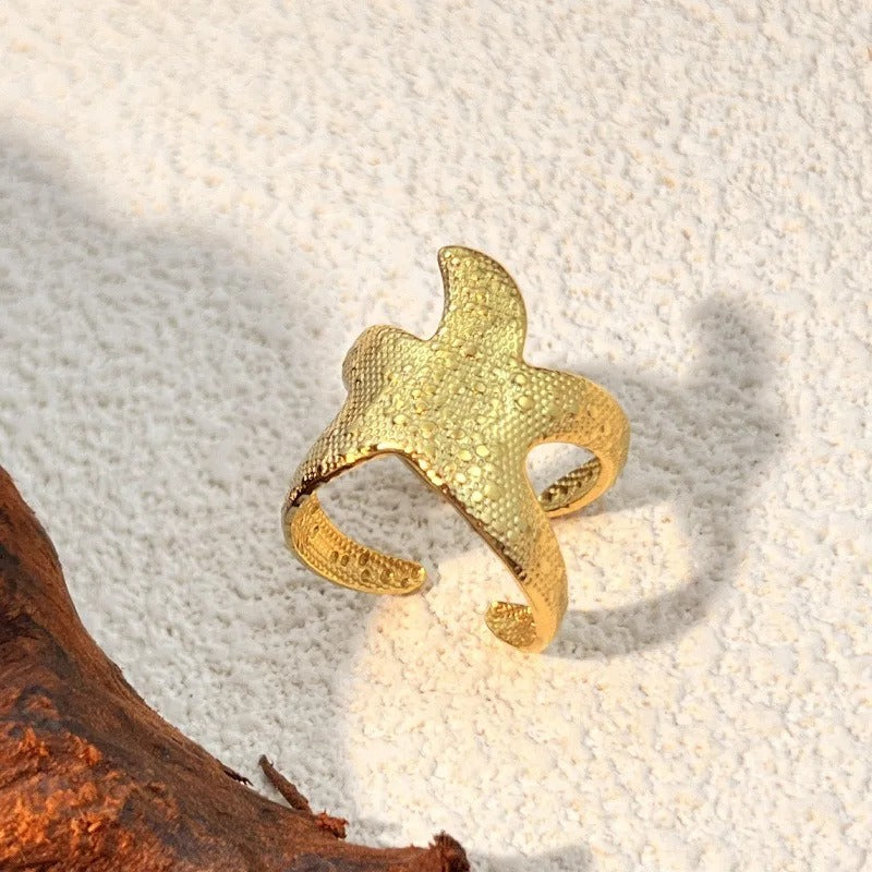 Bague rétro ajustable « étoile de mer » | Or