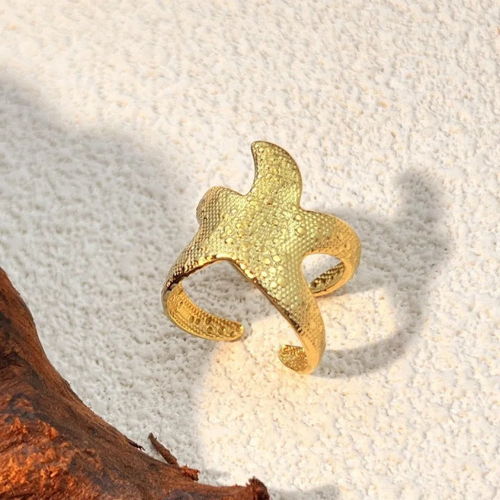Bague rétro ajustable « étoile de mer » | Or