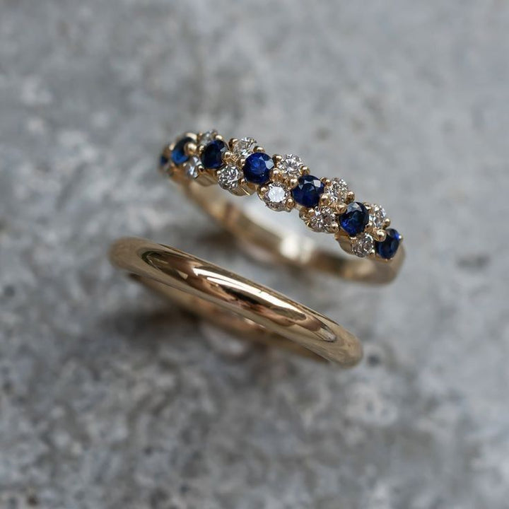 Bagues élégantes à brillants bleus au style vintage | Or