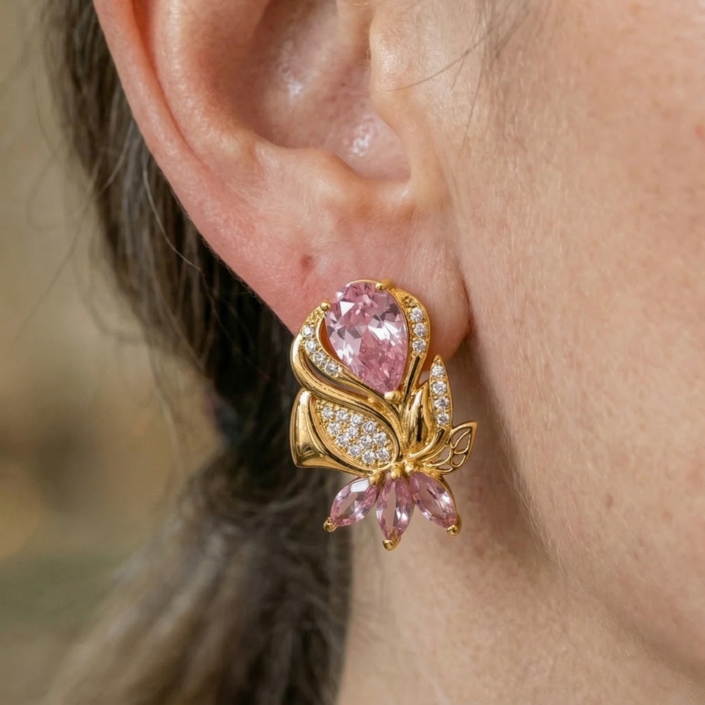 Amorette Rose Petal Earrings | Rose Gold
