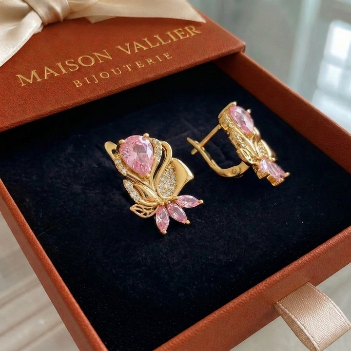 Amorette Rose Petal Earrings | Rose Gold