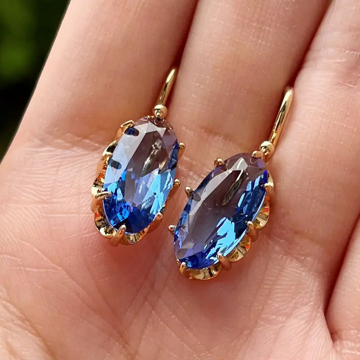 Blue Flower Earrings | Gold