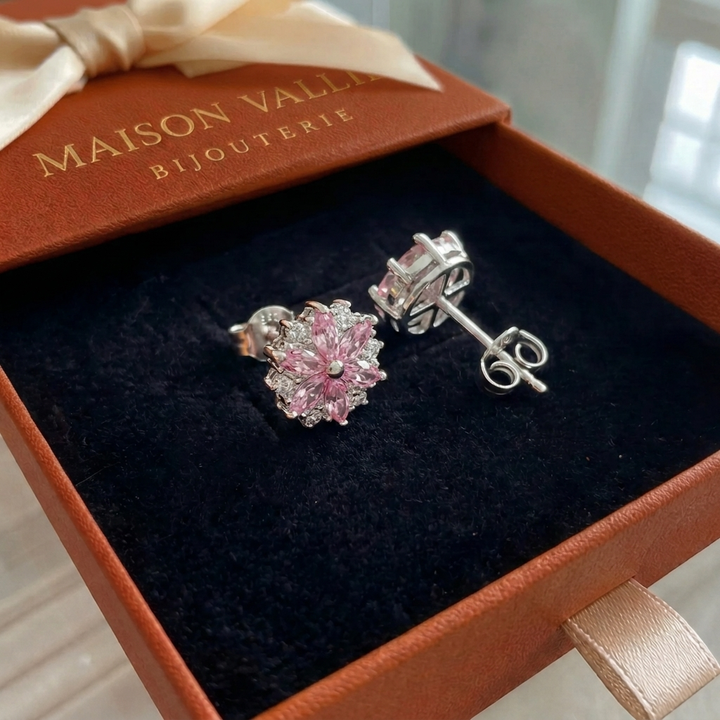 Cherry Blossom Earrings | White Gold