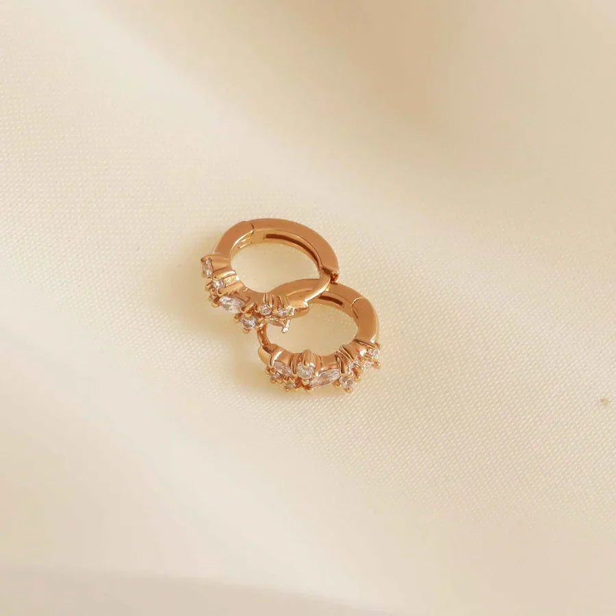 Crystal Huggie Earrings | Gold
