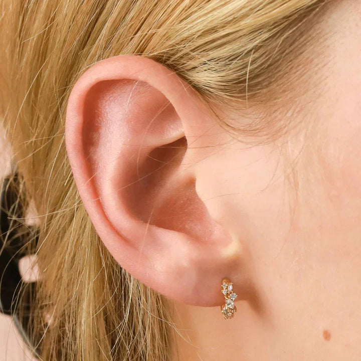 Crystal Huggie Earrings | Gold