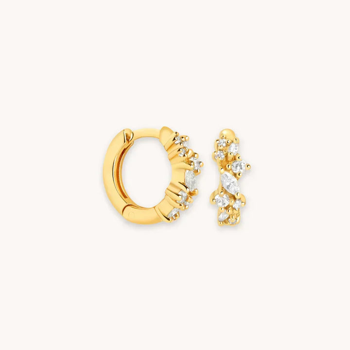 Huggie Crystal Earrings | White Gold