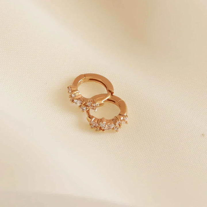 Huggie Crystal Earrings | White Gold