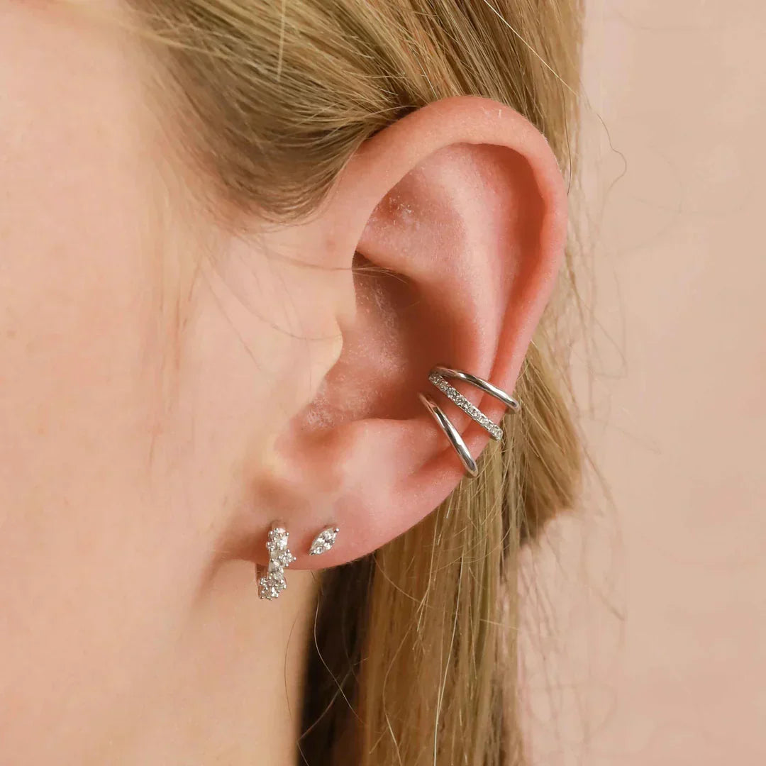 Huggie Crystal Earrings | White Gold