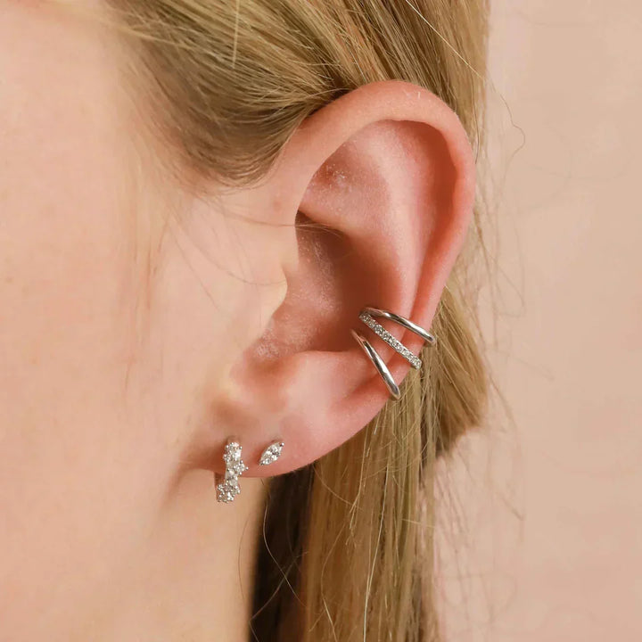Huggie Crystal Earrings | White Gold