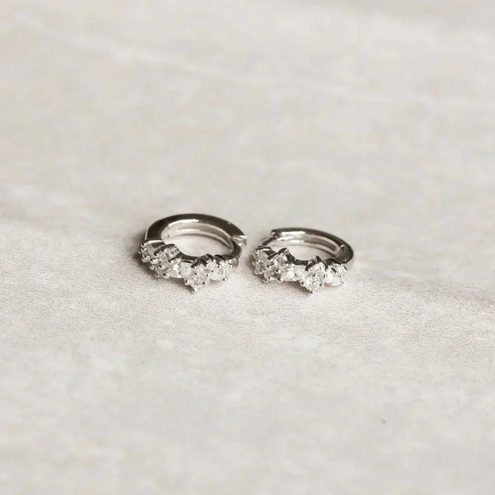 Huggie Crystal Earrings | White Gold