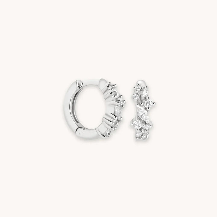 Huggie Crystal Earrings | White Gold