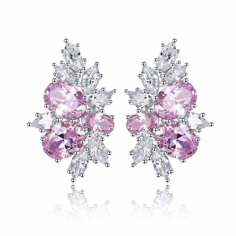 Lyra Rose Flower Earrings | White Gold