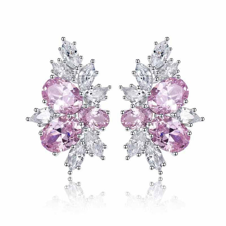Lyra Rose Flower Earrings | White Gold