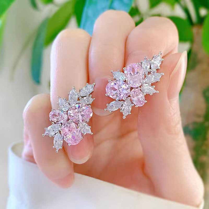 Lyra Rose Flower Earrings | White Gold