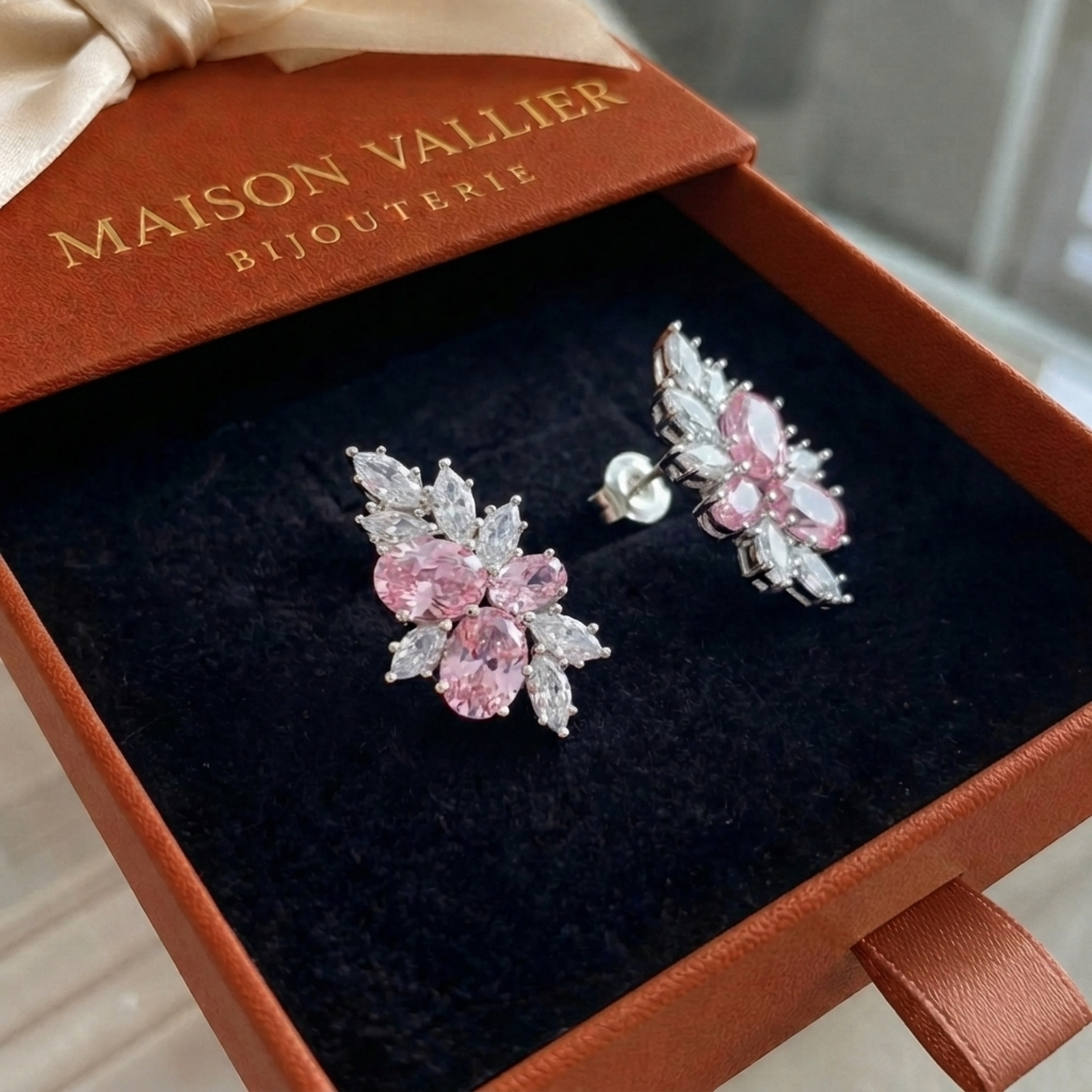 Lyra Rose Flower Earrings | White Gold