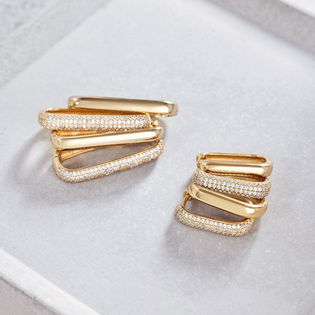 Signature Paved Earrings | Gold