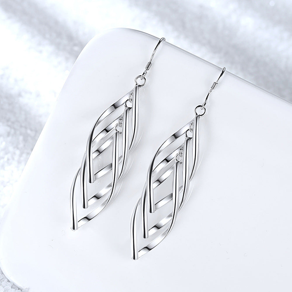 Solenne Woven Wave Earrings | White Gold