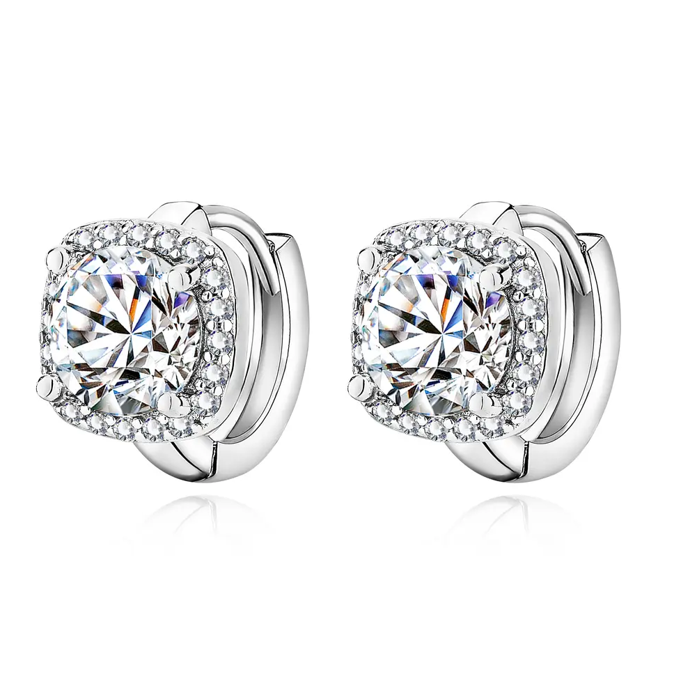Nadine Square Earrings | White Gold