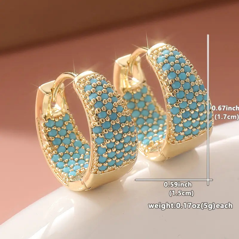 Turquoise Pearl Hoop Earrings with Gold Tone | Gold
